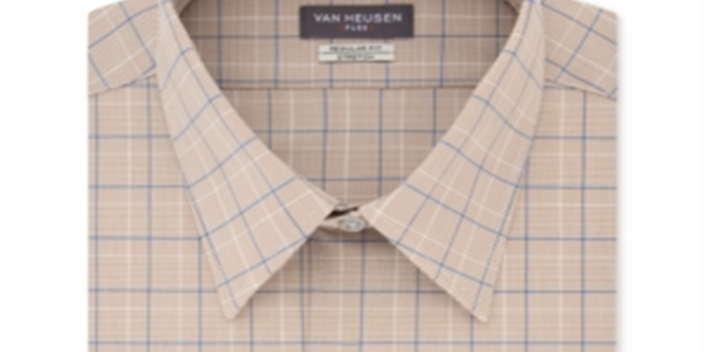 Camisa xadrez masculina Van Heusen com botões e estampa regular, tamanho GG, bege, multicolorido