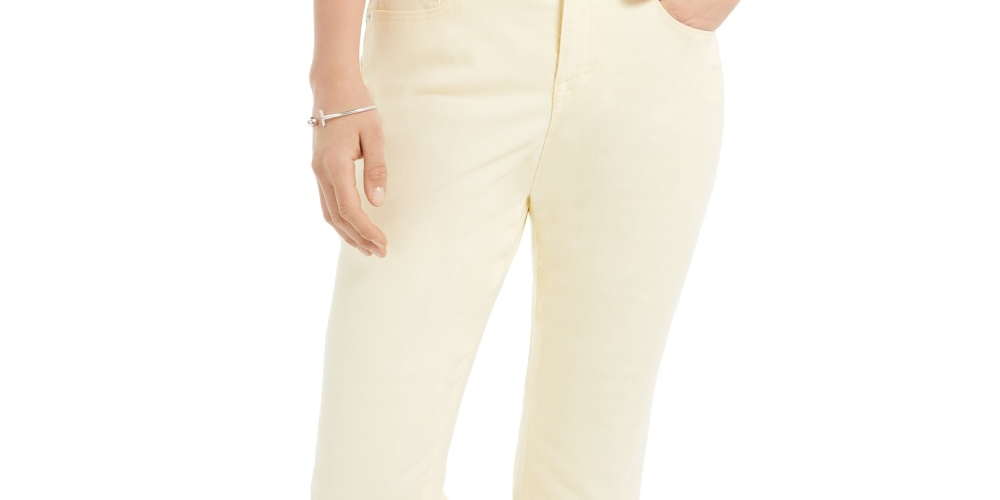 Calça Capri Curvy Feminina Style &amp; Co Amarelo Escuro Tamanho 4