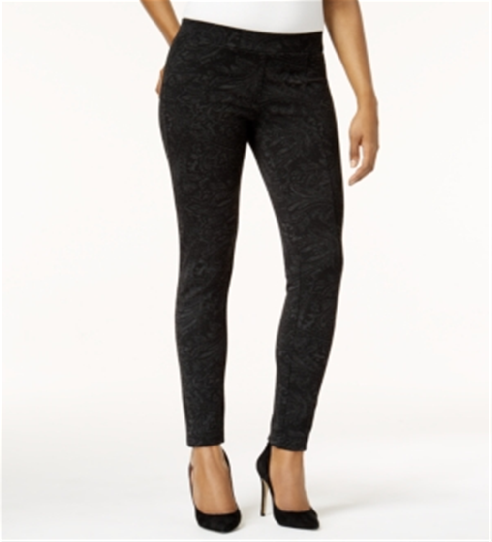 Leggings femininas com costura frontal estampada Style &amp; Co, pretas, tamanho pequeno M