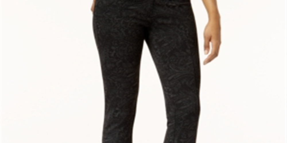 Leggings femininas com costura frontal estampada Style &amp; Co, pretas, tamanho pequeno M