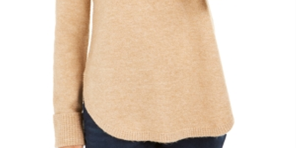 Suéter feminino com gola alta estilo &amp; co, tamanho camelo, pequeno M