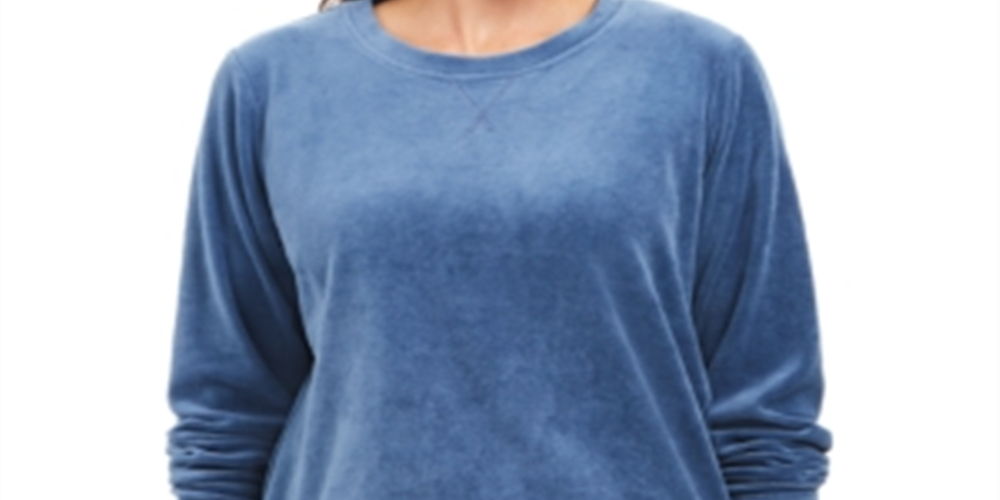 Karen Scott Moletom de veludo feminino Blue Sky tamanho pequeno P