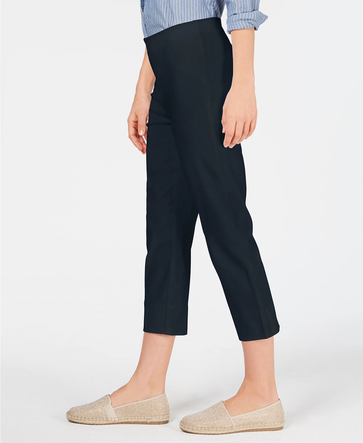 Calça Capri Chelsea Pull-On com Controle de Barriga Charter Club Feminina Azul Brilhante Tamanho 10