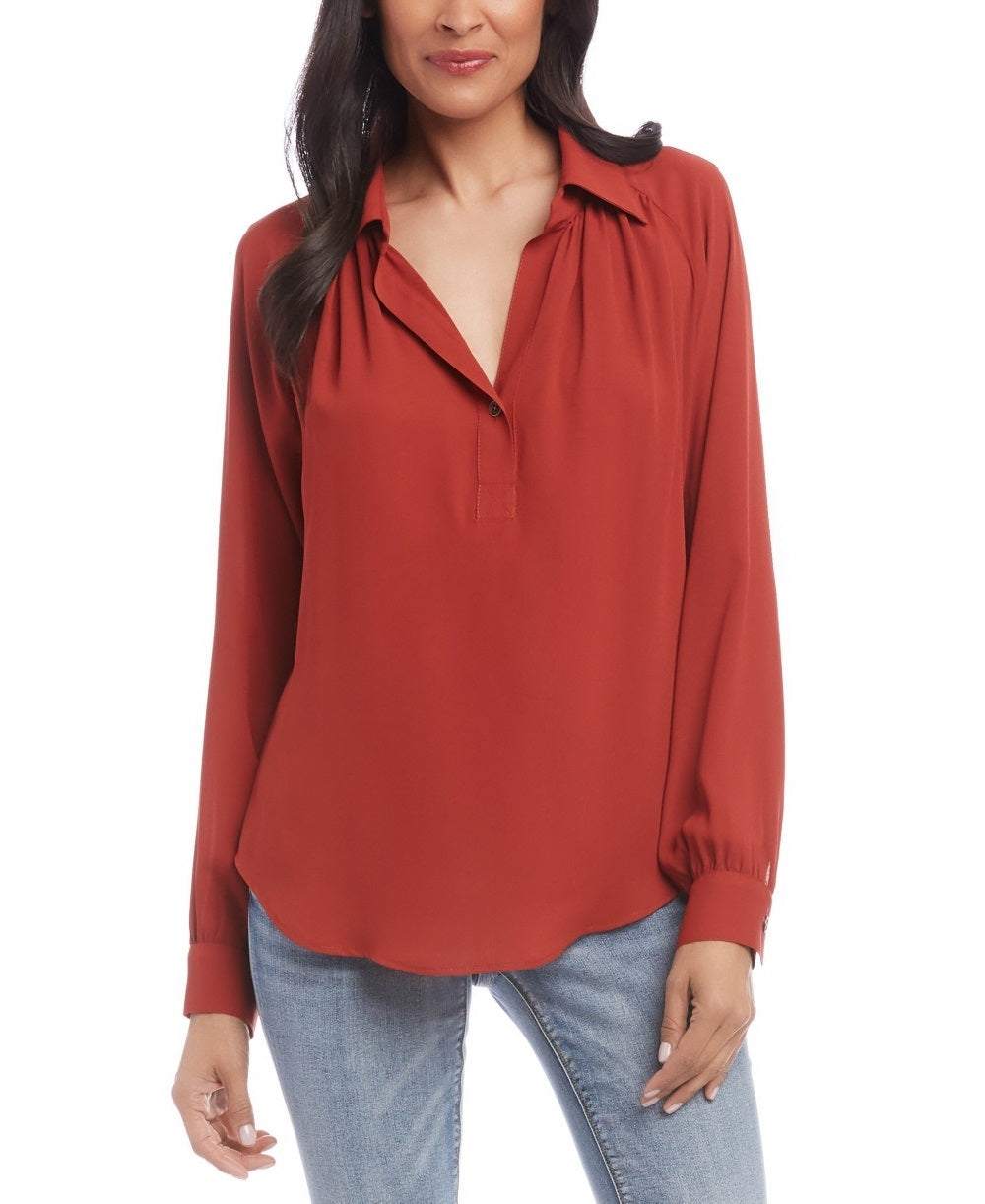 Blusa feminina Karen Kane com decote aberto Rustcopper tamanho X-Large