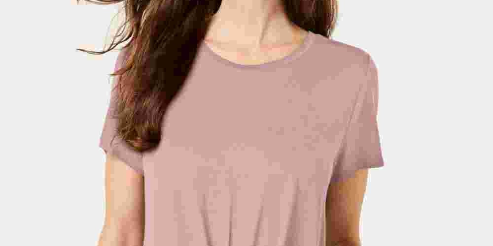 Top feminino com frente torcida Style &amp; Co vermelho brilhante tamanho grande