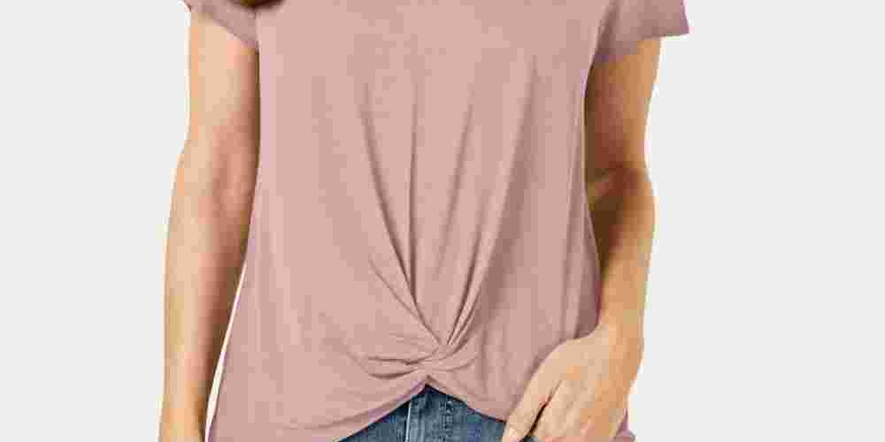 Top feminino com frente torcida Style &amp; Co vermelho brilhante tamanho grande