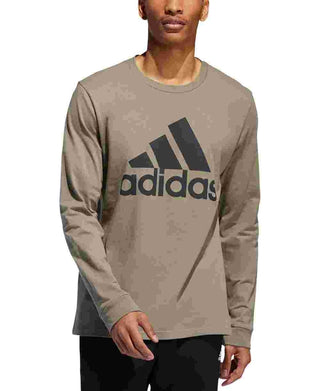 Camiseta masculina de manga comprida com logotipo da Adidas, bege, tamanho GG