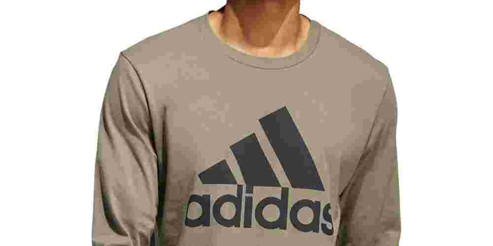 Camiseta masculina de manga comprida com logotipo da Adidas, bege, tamanho GG