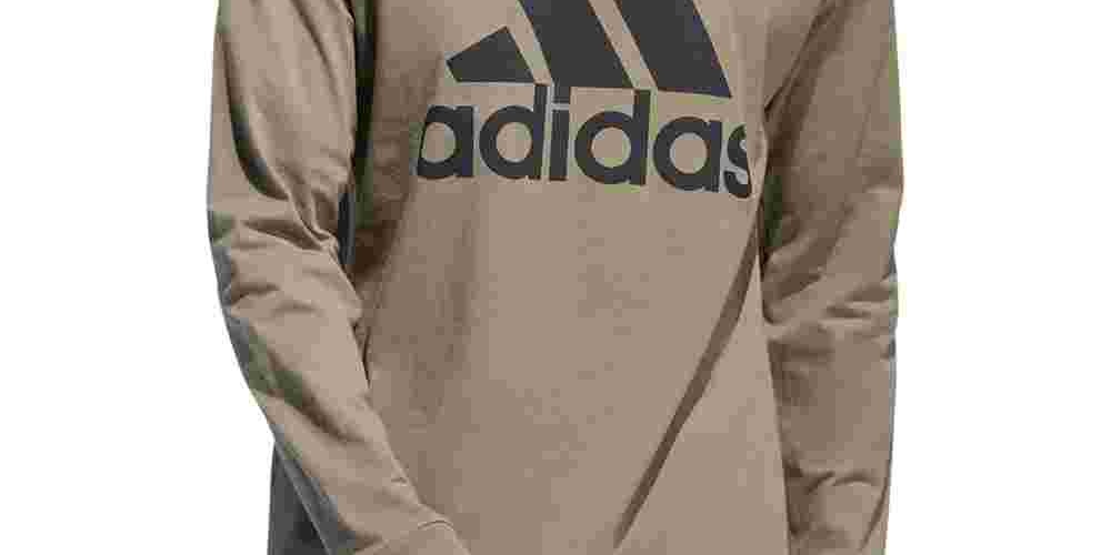 Camiseta masculina de manga comprida com logotipo da Adidas, bege, tamanho GG