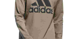 Camiseta masculina de manga comprida com logotipo da Adidas, bege, tamanho GG
