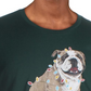 Camiseta masculina com estampa de buldogue natalino, verde escuro, tamanho grande, Club Room