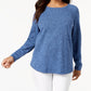 Camiseta feminina Karen Scott de manga comprida com gola redonda e estampa de joias, azul, tamanho pequeno e pequeno