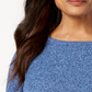 Camiseta feminina Karen Scott de manga comprida com gola redonda e estampa de joias, azul, tamanho pequeno e pequeno