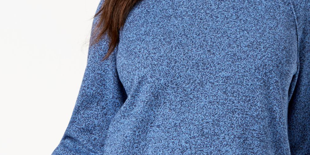 Camiseta feminina Karen Scott de manga comprida com gola redonda e estampa de joias, azul, tamanho pequeno e pequeno
