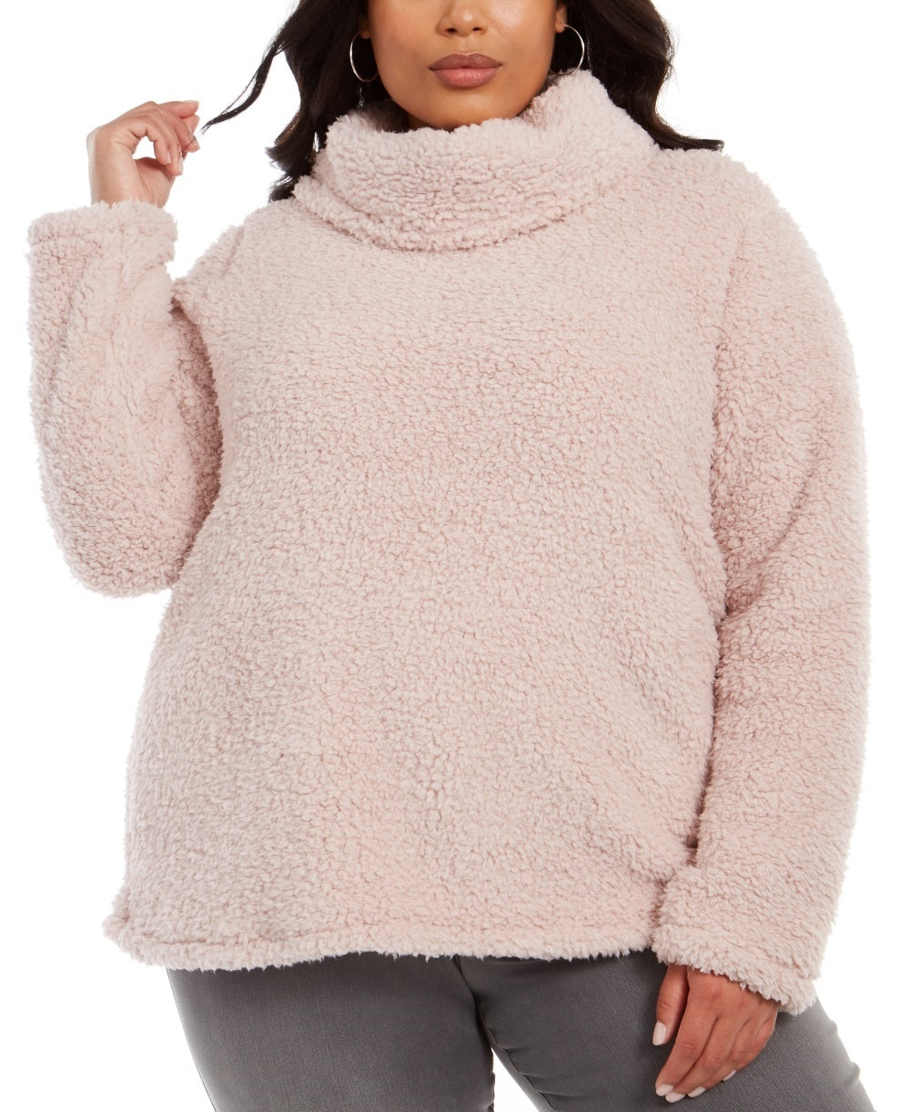 Suéter feminino plus size com gola alta e sherpa sintética, estilo &amp; co, vermelho, tamanho 2X
