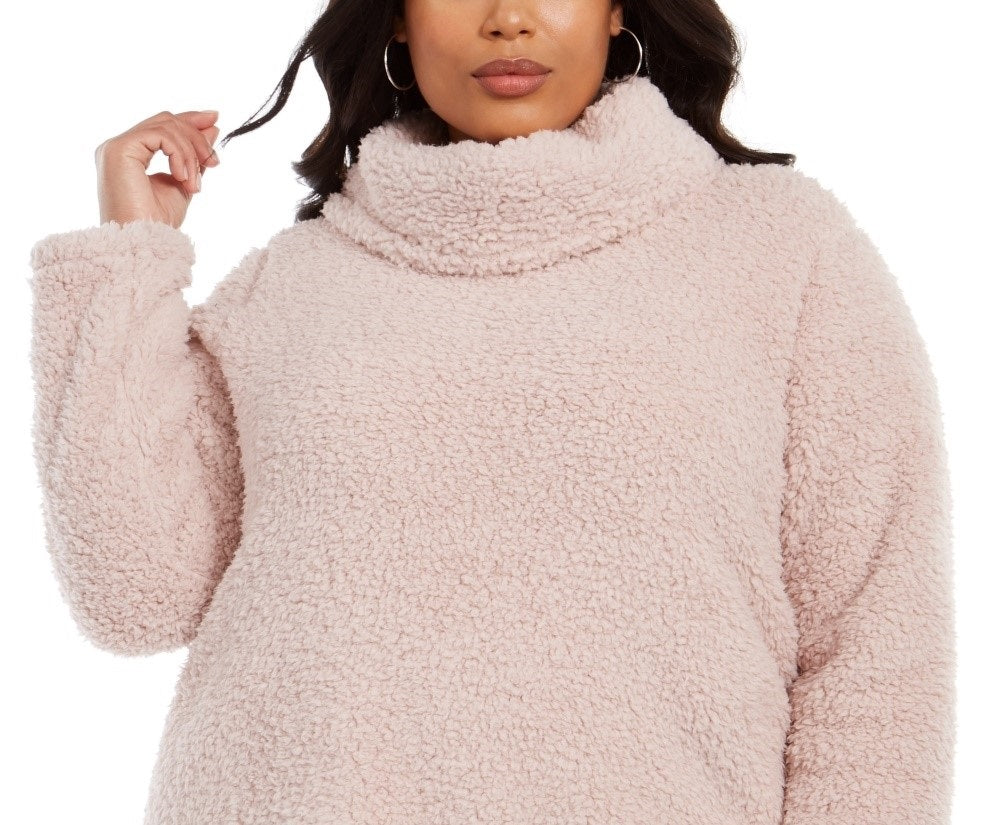 Suéter feminino plus size com gola alta e sherpa sintética, estilo &amp; co, vermelho, tamanho 2X