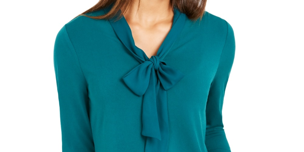 Charter Club Top feminino com amarração trançada, verde escuro, tamanho extragrande