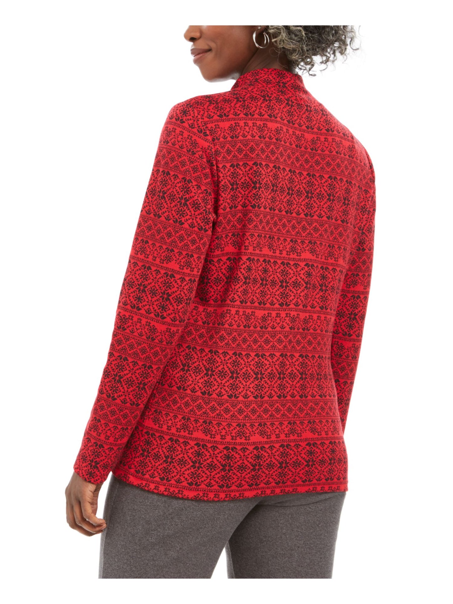 Karen Scott Blusa Feminina Manga Longa Gola Careca Vermelha Tamanho Pequeno Grande