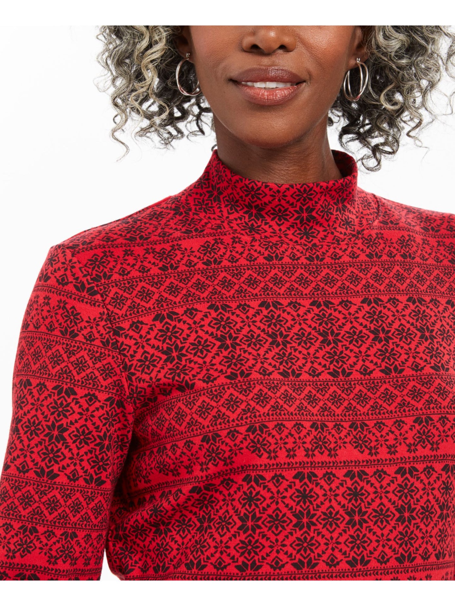 Karen Scott Blusa Feminina Manga Longa Gola Careca Vermelha Tamanho Pequeno Grande