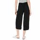 Calça feminina Maison Jules com prega única e amarração frontal, perna larga, preta, tamanho XX-S