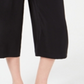 Calça feminina Maison Jules com prega única e amarração frontal, perna larga, preta, tamanho XX-S