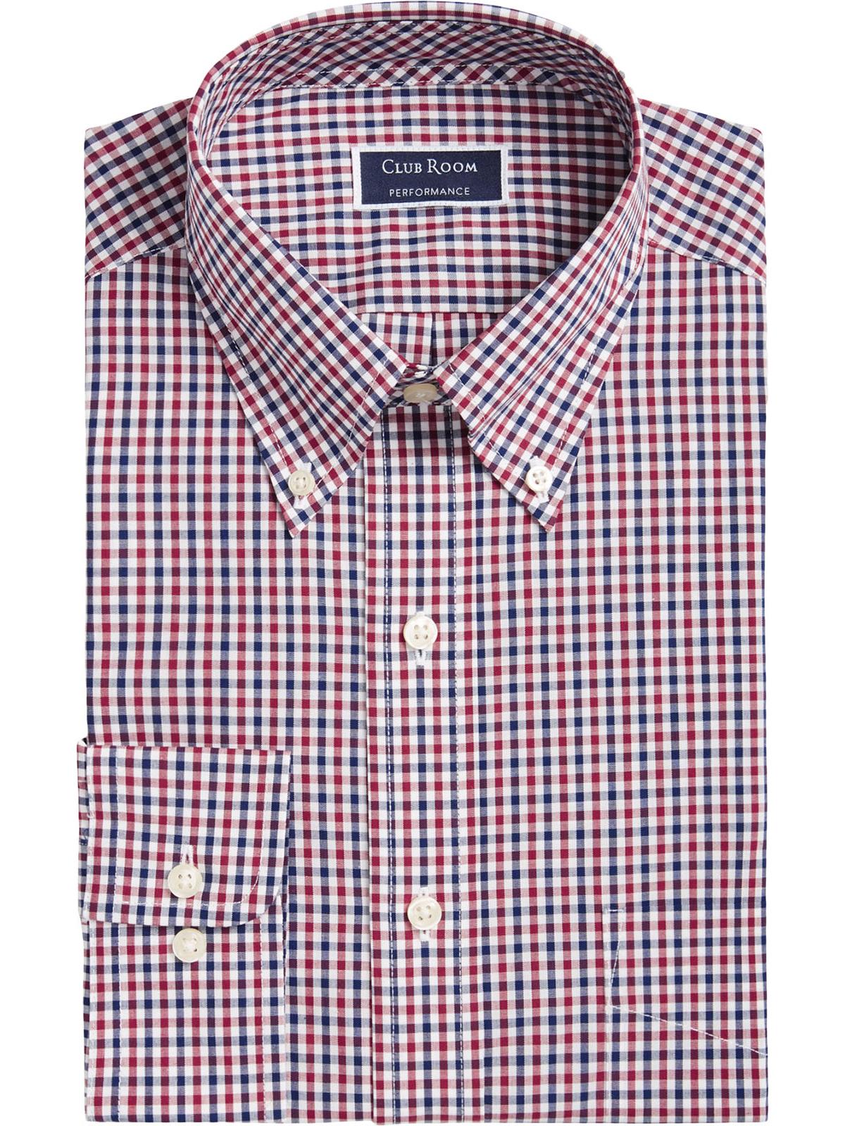 Camisa social masculina xadrez de manga comprida Club Room, verde, tamanho G