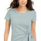 Top feminino com amarração lateral Style &amp; Co, azul, tamanho pequeno