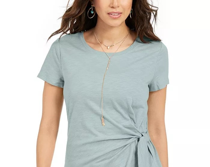 Top feminino com amarração lateral Style &amp; Co, azul, tamanho pequeno