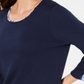 Blusa feminina Karen Scott com acabamento estampado, azul, tamanho pequeno P
