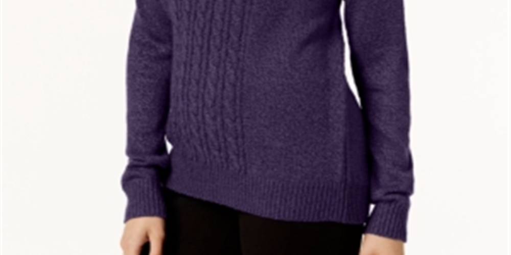 Karen Scott Suéter Feminino de Tricô com Gola Falsa Roxo Tamanho Pequeno G