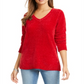 Karen Scott Suéter Feminino Gola V Chenille Vermelho Tamanho Pequeno Pequeno