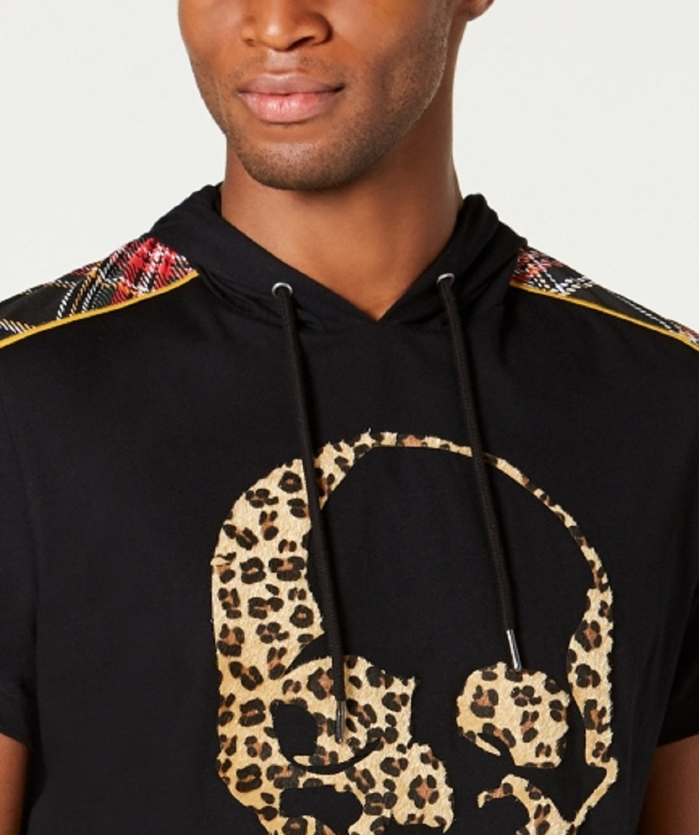 Camiseta masculina com estampa de leopardo e caveira da INC International Concepts, preta, tamanho médio