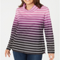 Blusa feminina listrada com decote em V Karen Scott, roxa, tamanho pequeno G