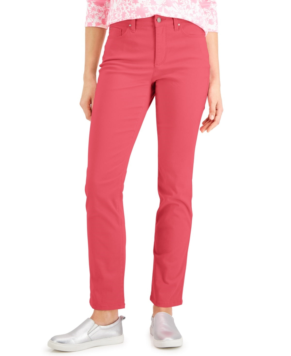 Calça jeans feminina Charter Club Lexington Tummy Control com perna reta, vermelha, tamanho 12