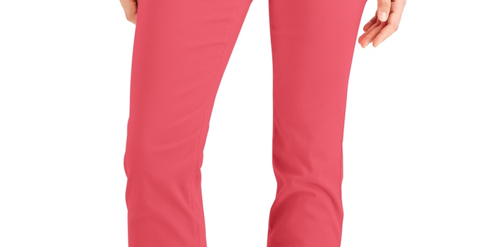 Calça jeans feminina Charter Club Lexington Tummy Control com perna reta, vermelha, tamanho 12