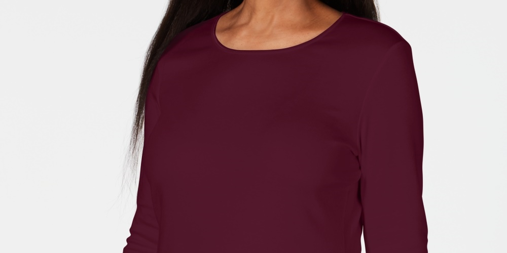 Karen Scott Top Feminino com Decote Redondo e Acabamento em Cetim, Vermelho, Tamanho XS