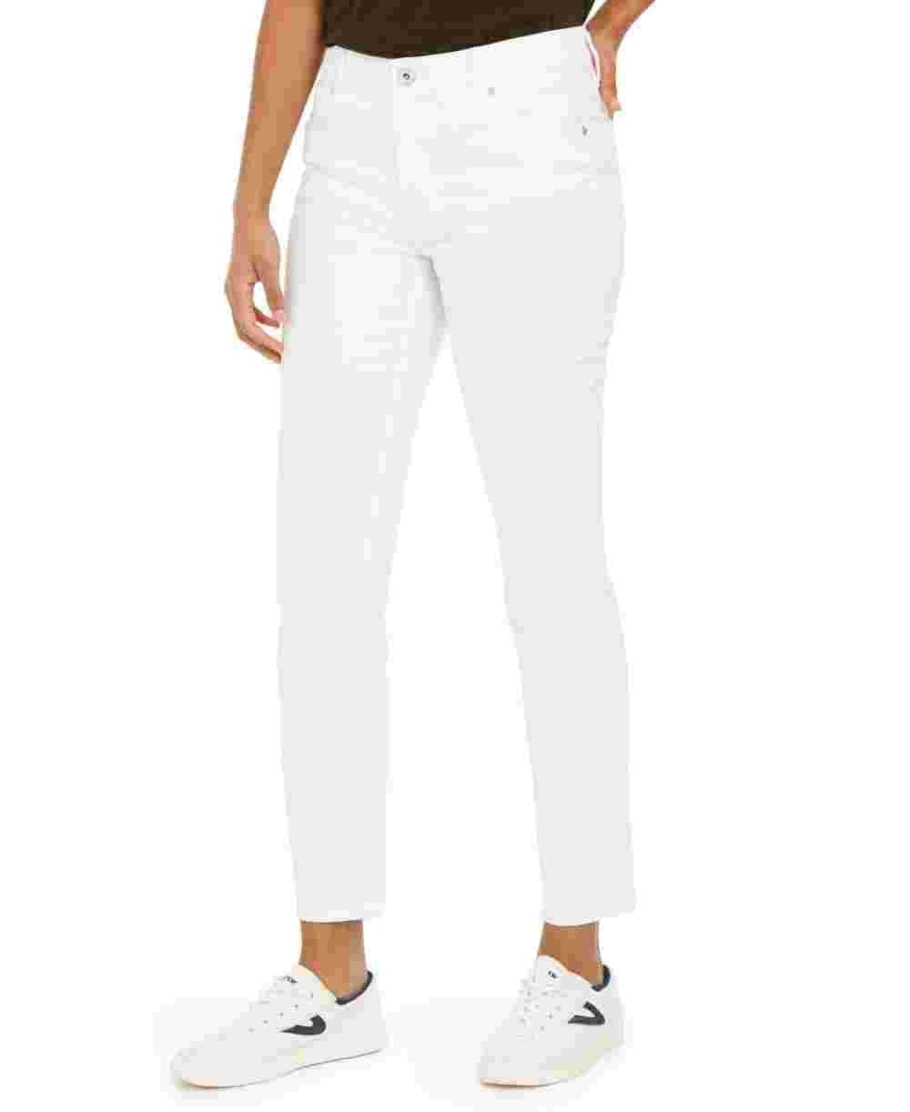 Jeans feminino estilo &amp; co moderno reto cintura média branco tamanho 10
