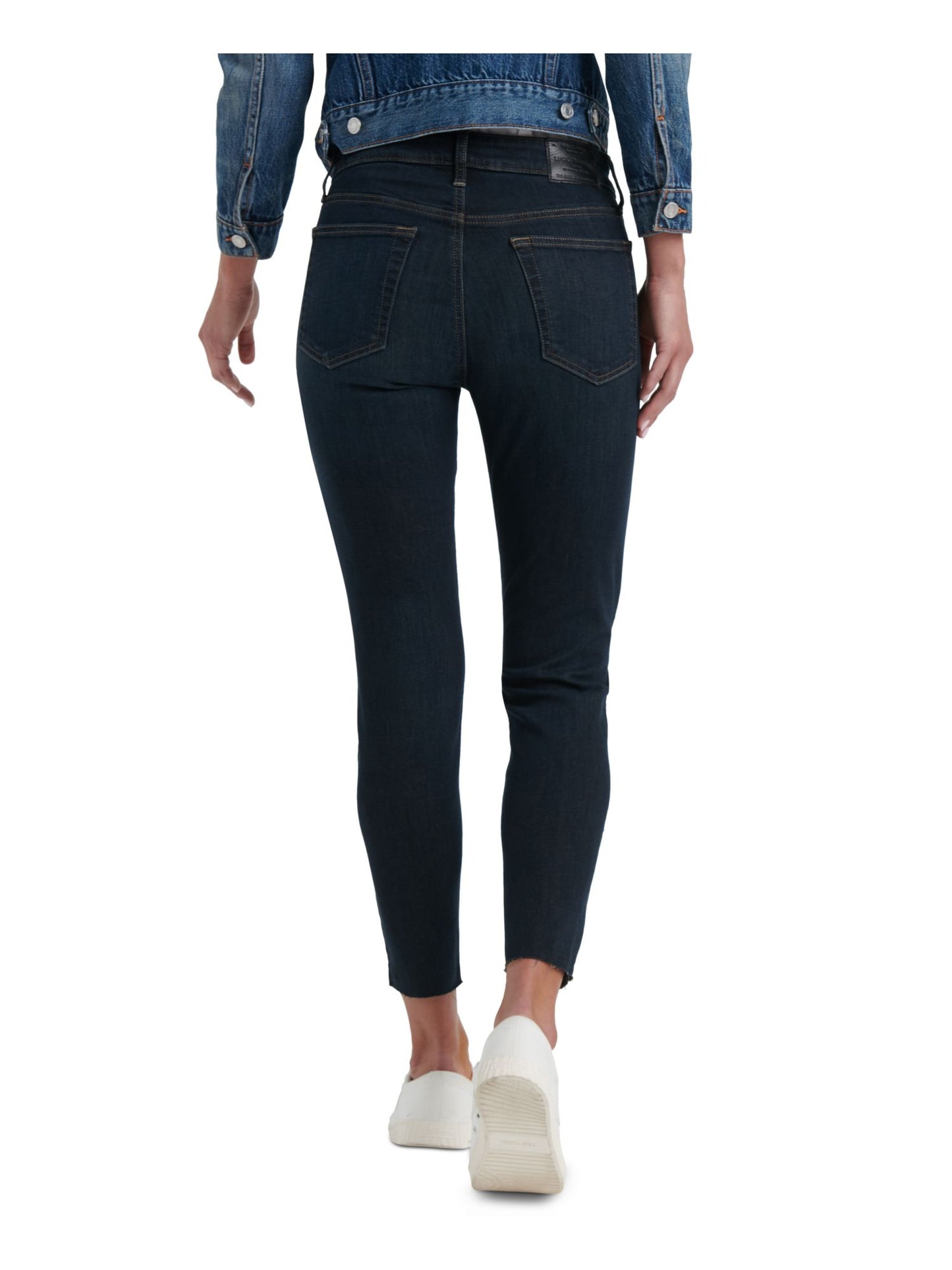 Calça jeans feminina Lucky Brand com zíper e perna reta, preta, tamanho 6/28