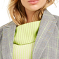 Blazer xadrez trespassado feminino Bar III para usar no trabalho, jaqueta cinza, tamanho médio