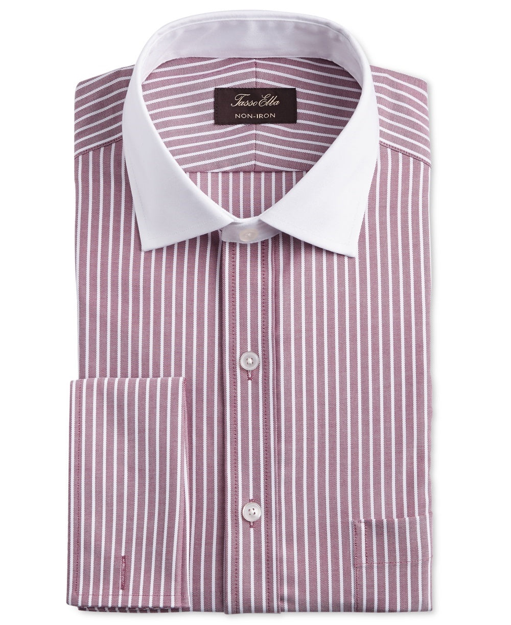 Camisa social masculina Tasso Elba, elástica, sem necessidade de passar, caimento regular, vermelha, tamanho 18