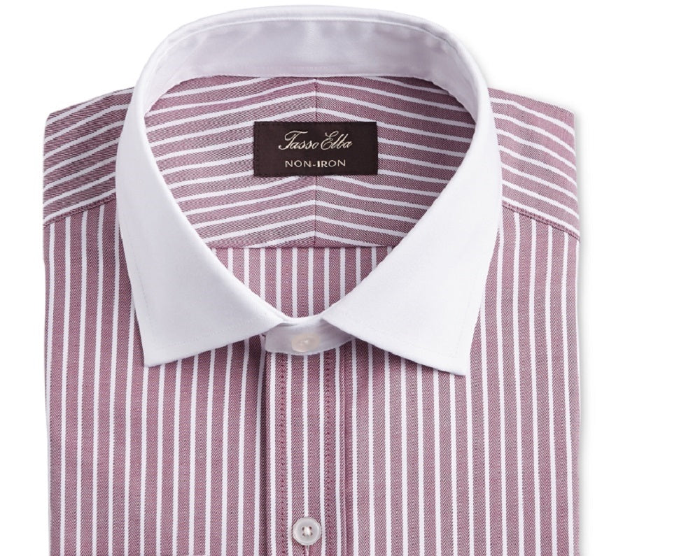Camisa social masculina Tasso Elba, elástica, sem necessidade de passar, caimento regular, vermelha, tamanho 18
