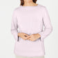 Blusa feminina Karen Scott com estampa canelada, manga comprida, gola redonda, rosa, tamanho pequeno médio