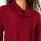 Suéter feminino JM Collection com gola alta e capuz, tamanho pequeno, vermelho