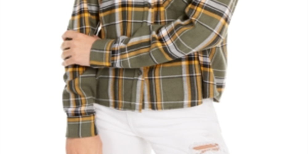 Camisa xadrez de flanela Ultra Flirt Junior, verde, tamanho médio