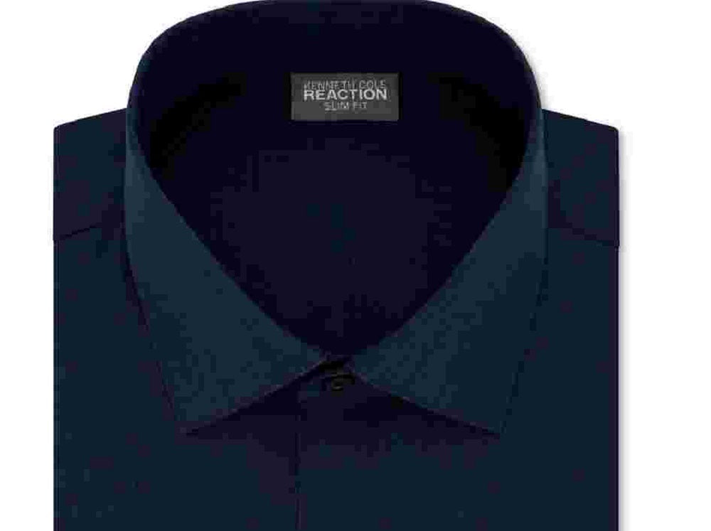 Camisa social masculina Techni-Cole Stretch Slim Fit, tamanho azul-marinho, 16,5 x 32-33, Kenneth Cole Reaction