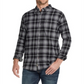 Camisa social masculina xadrez com gola resistente às intempéries, preta, tamanho XXX-G