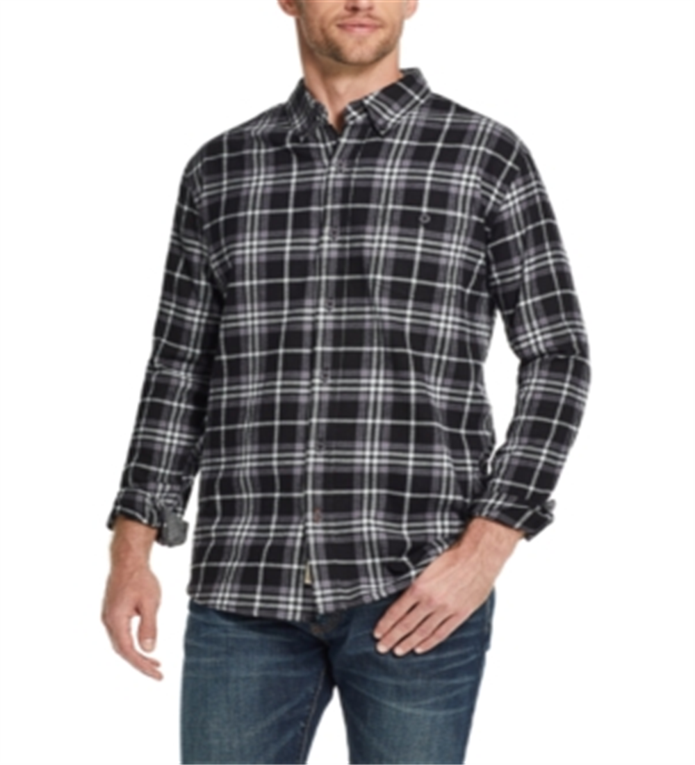 Camisa social masculina xadrez com gola resistente às intempéries, preta, tamanho XXX-G