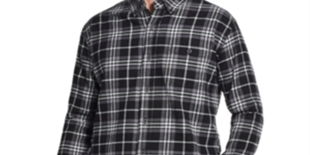 Camisa social masculina xadrez com gola resistente às intempéries, preta, tamanho XXX-G