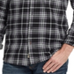 Camisa social masculina xadrez com gola resistente às intempéries, preta, tamanho XXX-G