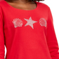 Karen Scott Blusa Feminina Pequena com Estampa de Concha Vermelha Brilhante Tamanho Pequeno Médio
